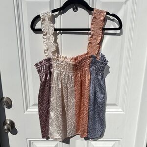 Entro Ruffled Multicolor Boutique Tank Blouse